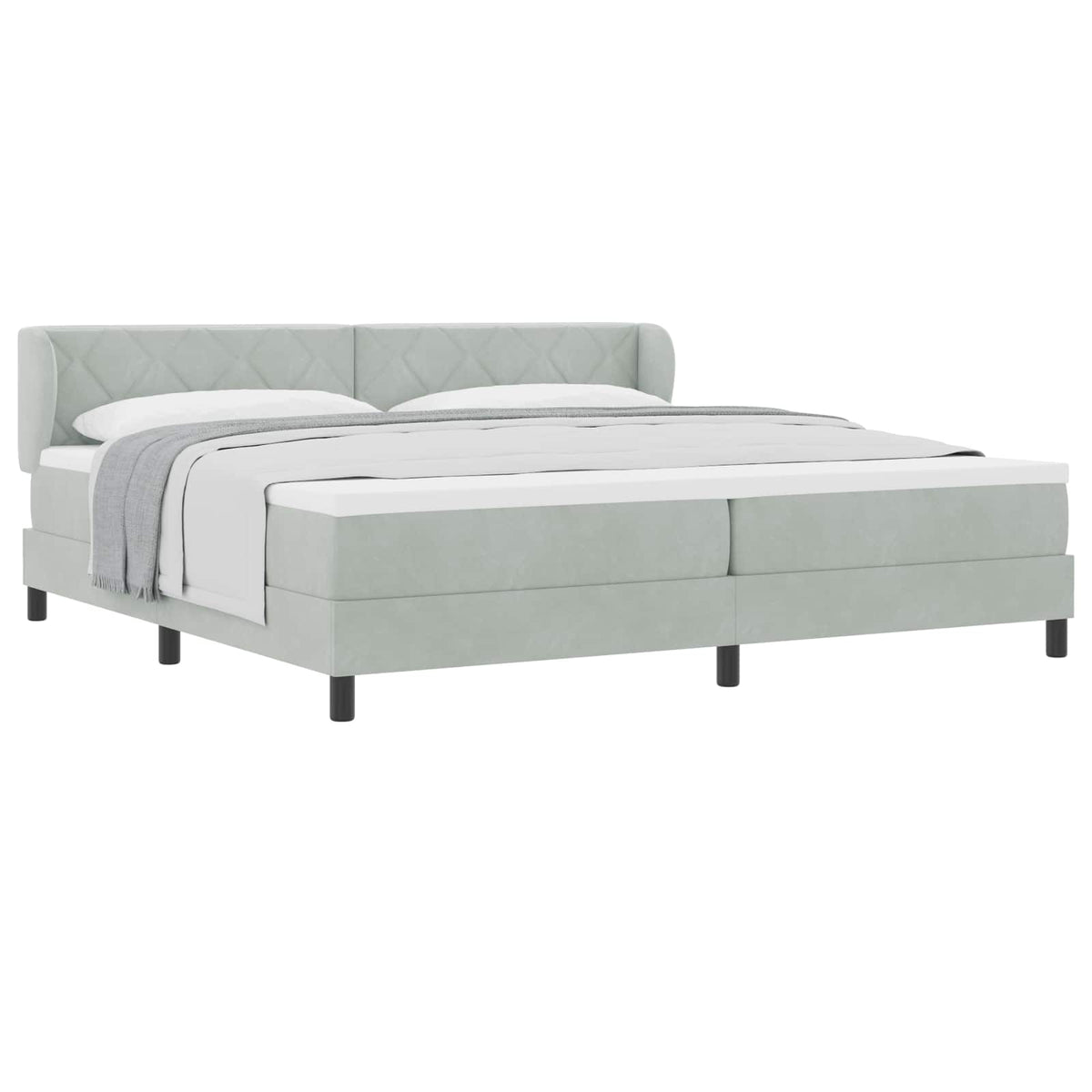 Box spring seng med hovedgærde Lysegrå 200 x 200 cm Fløjl