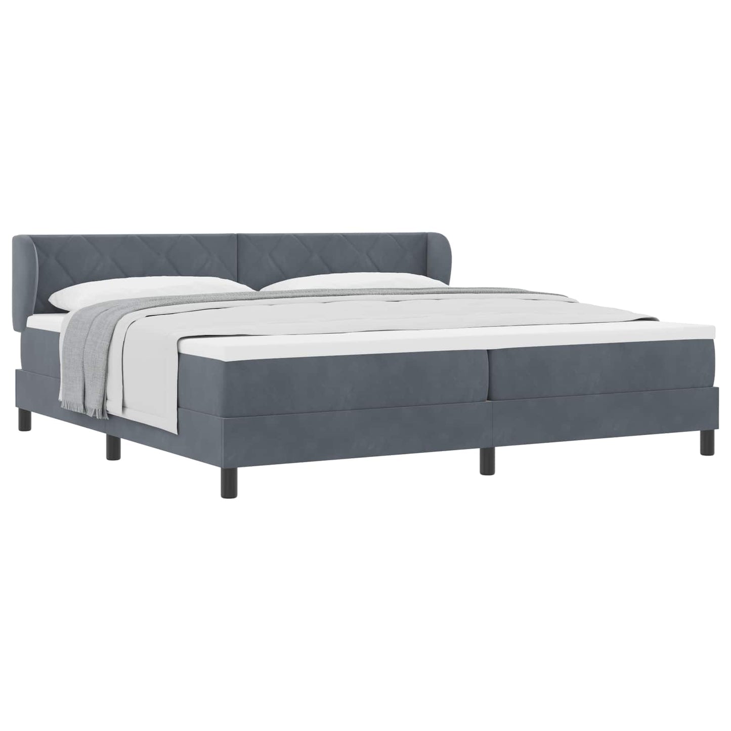 Box spring seng med hovedgærde Mørkegrå 200 x 200 cm Fløjl