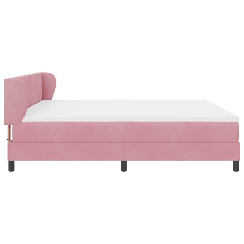 Box spring seng med hovedgærde Lyserød 200 x 200 cm Fløjl