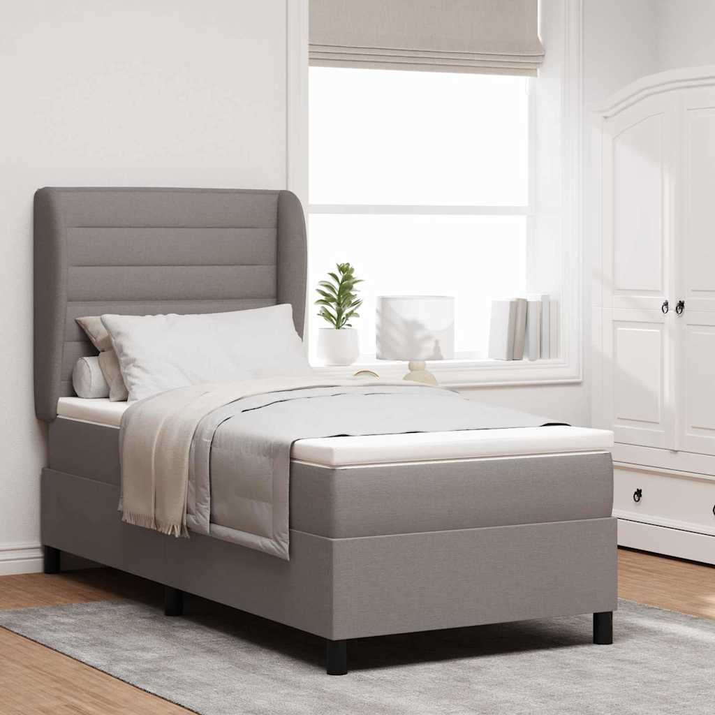 Box spring seng med hovedgærde Gråbrun 80 x 200 cm Stof