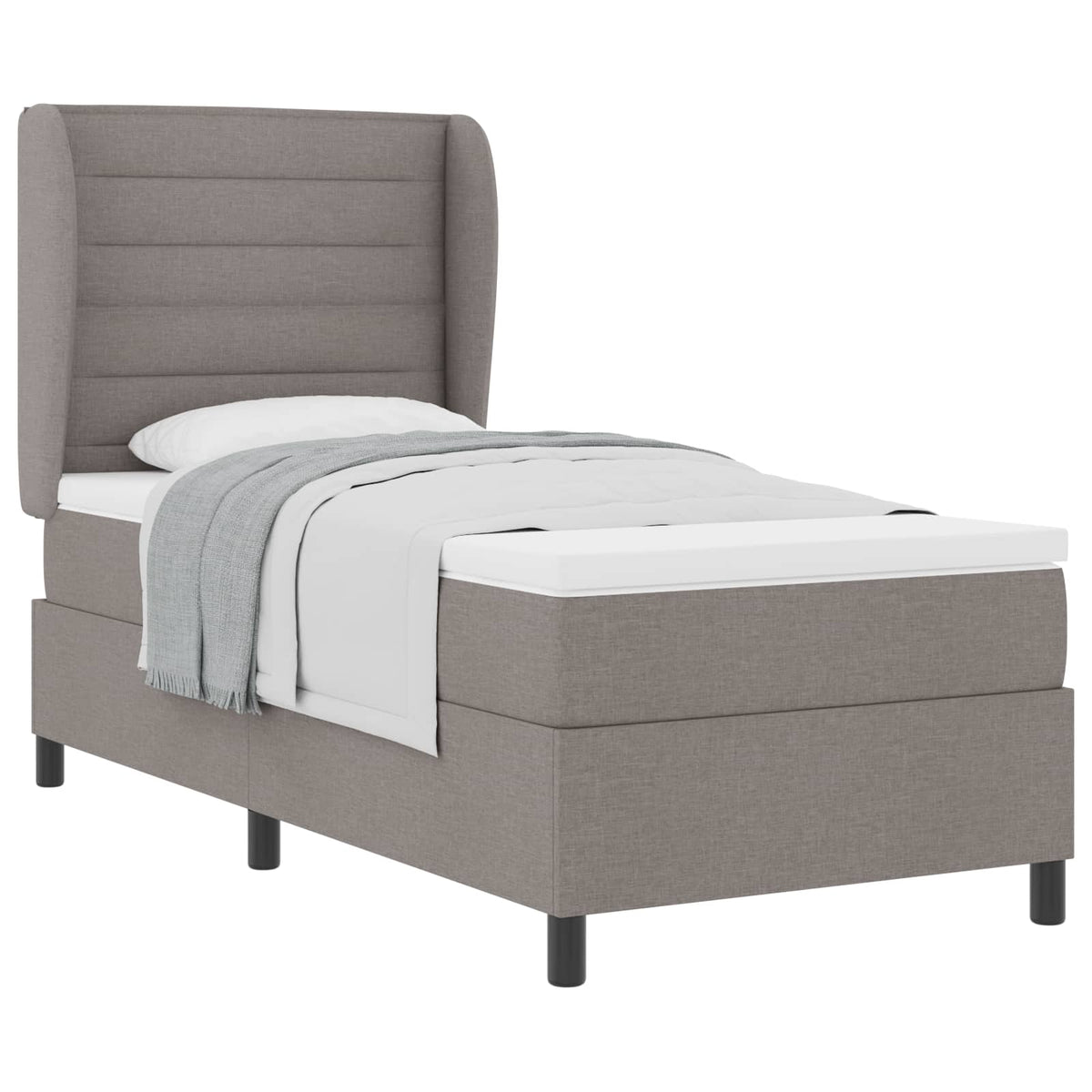 Box spring seng med hovedgærde Gråbrun 80 x 200 cm Stof