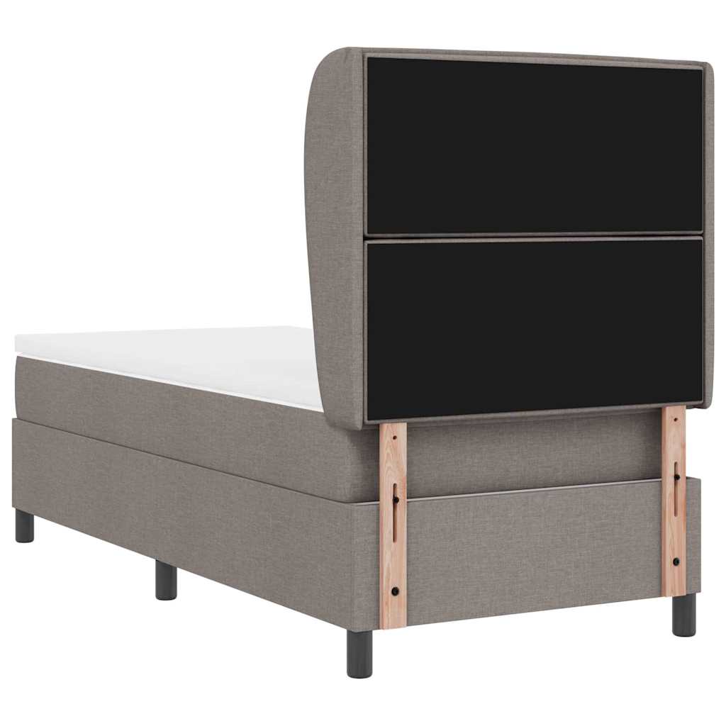 Box spring seng med hovedgærde Gråbrun 80 x 200 cm Stof