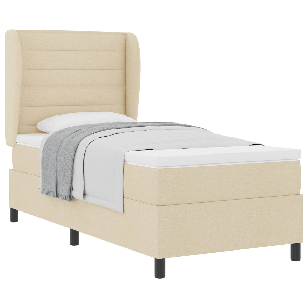 Box spring seng med madras Creme 80 x 200 cm Stof