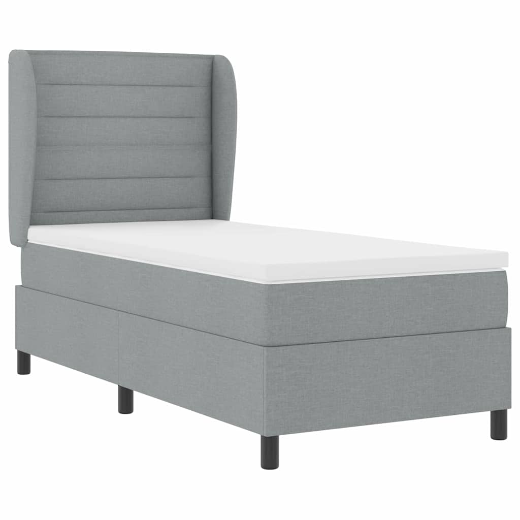 Box spring seng med madras Lysegrå 90 x 190 cm Stof