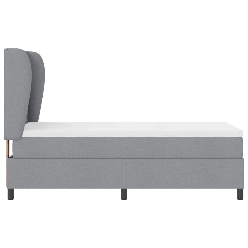 Box spring seng med madras Lysegrå 90 x 190 cm Stof