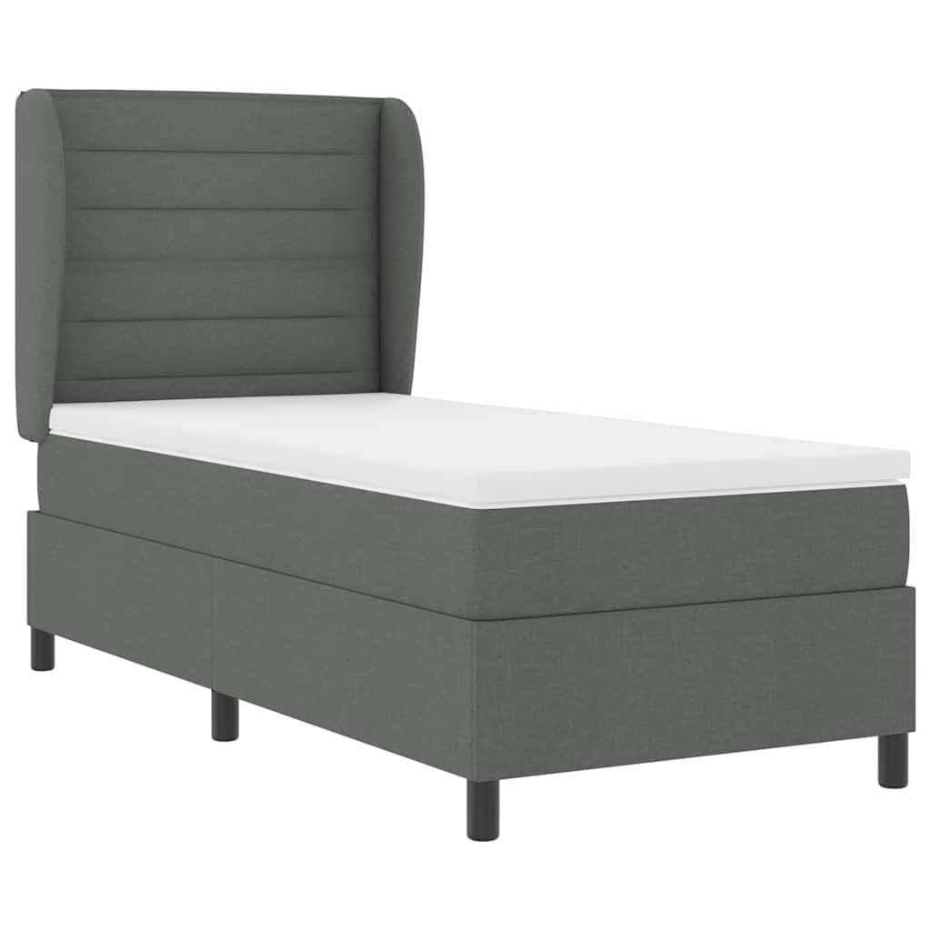 Box spring seng med madras Mørkegrå 90 x 190 cm Stof