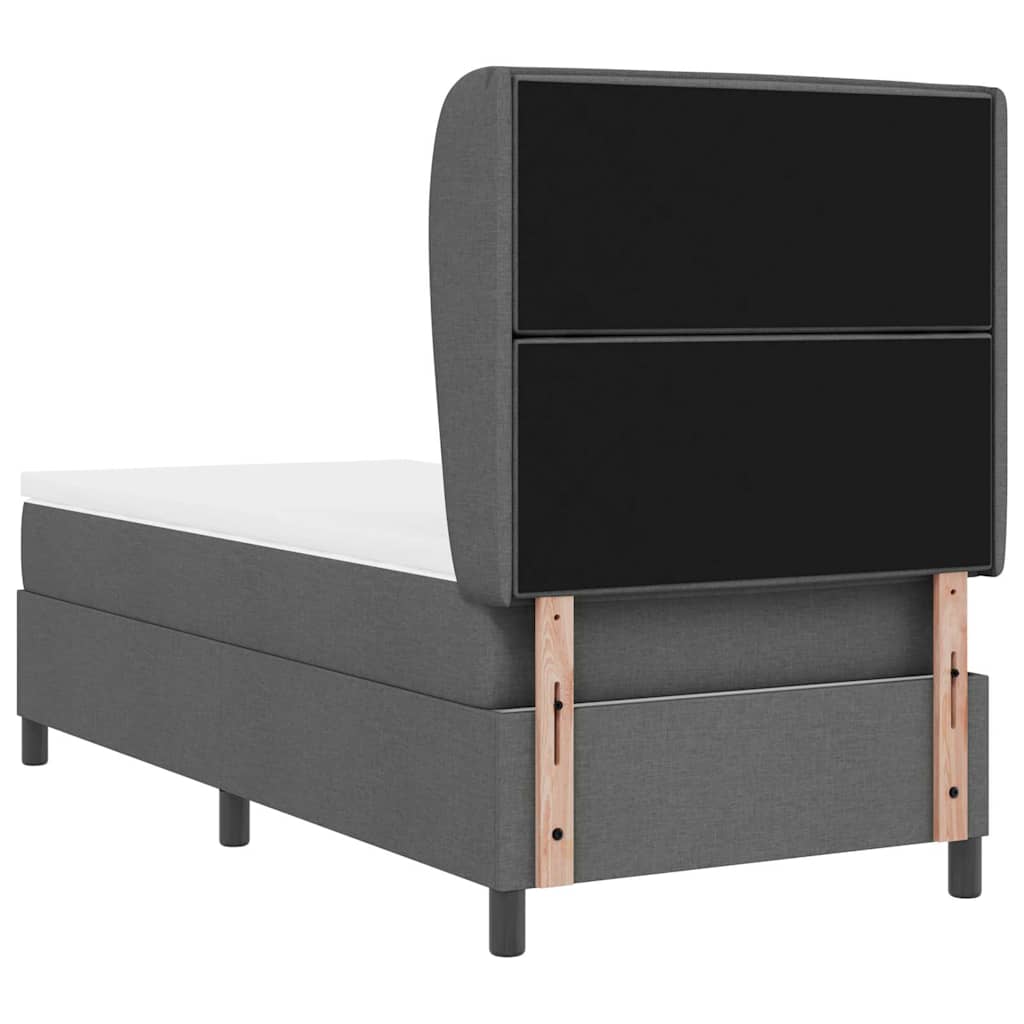Box spring seng med madras Mørkegrå 90 x 190 cm Stof