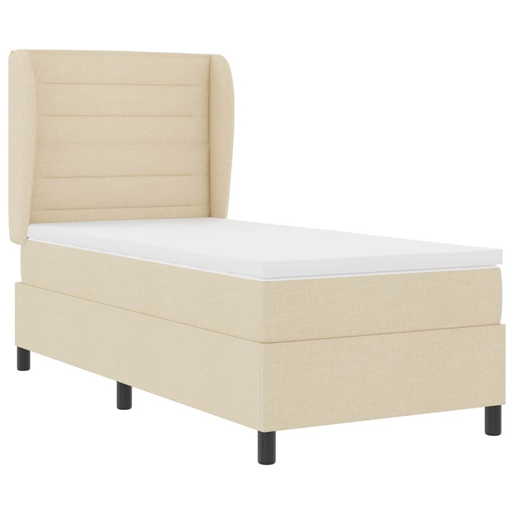 Box spring seng med madras Creme 90 x 190 cm Stof