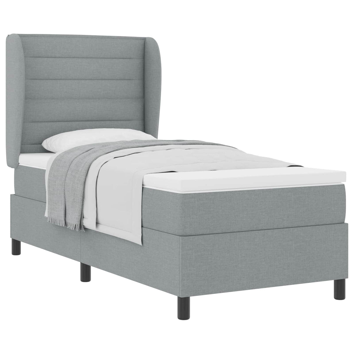 Box spring seng med madras Lysegrå 90 x 200 cm Stof