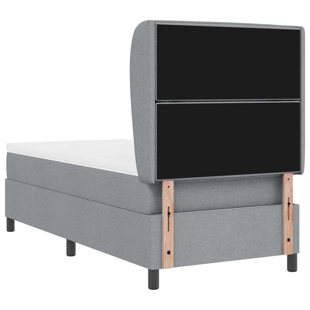 Box spring seng med madras Lysegrå 90 x 200 cm Stof
