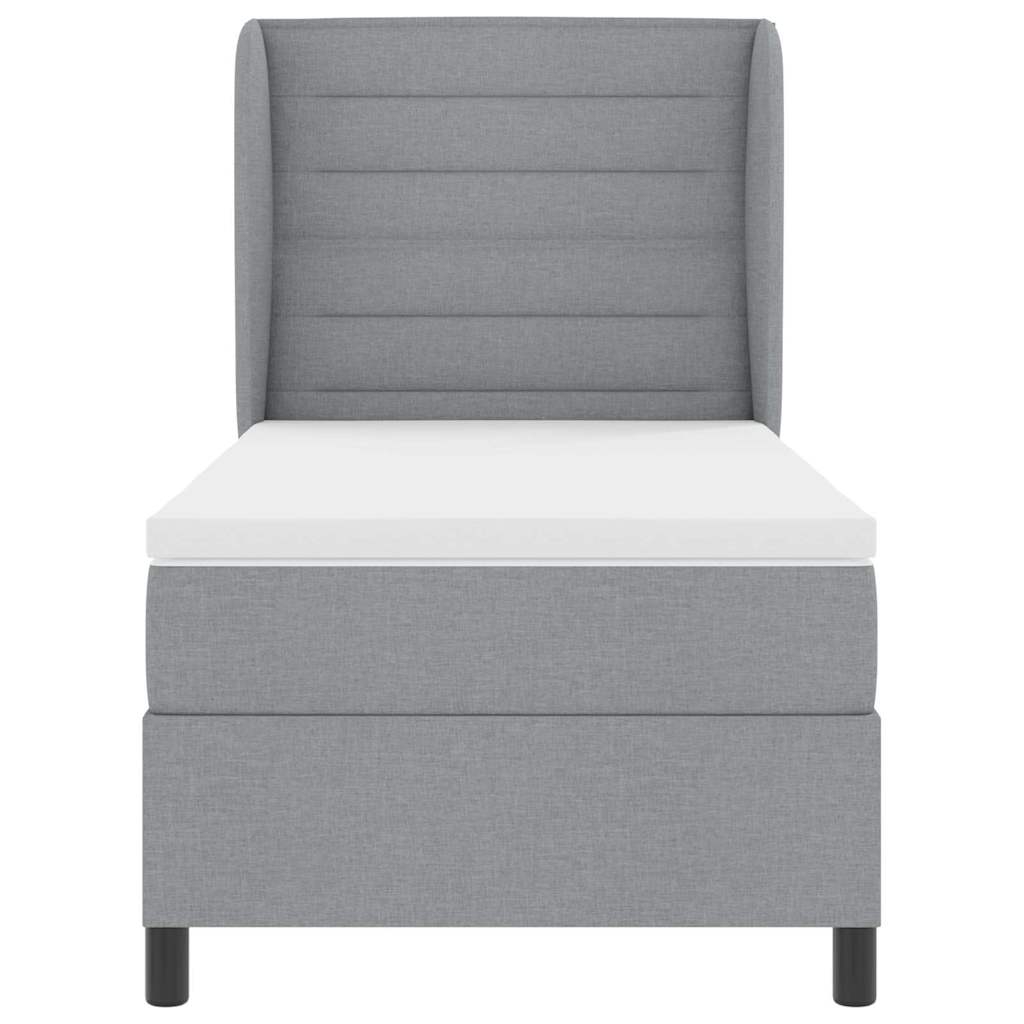Box spring seng med madras Lysegrå 90 x 200 cm Stof