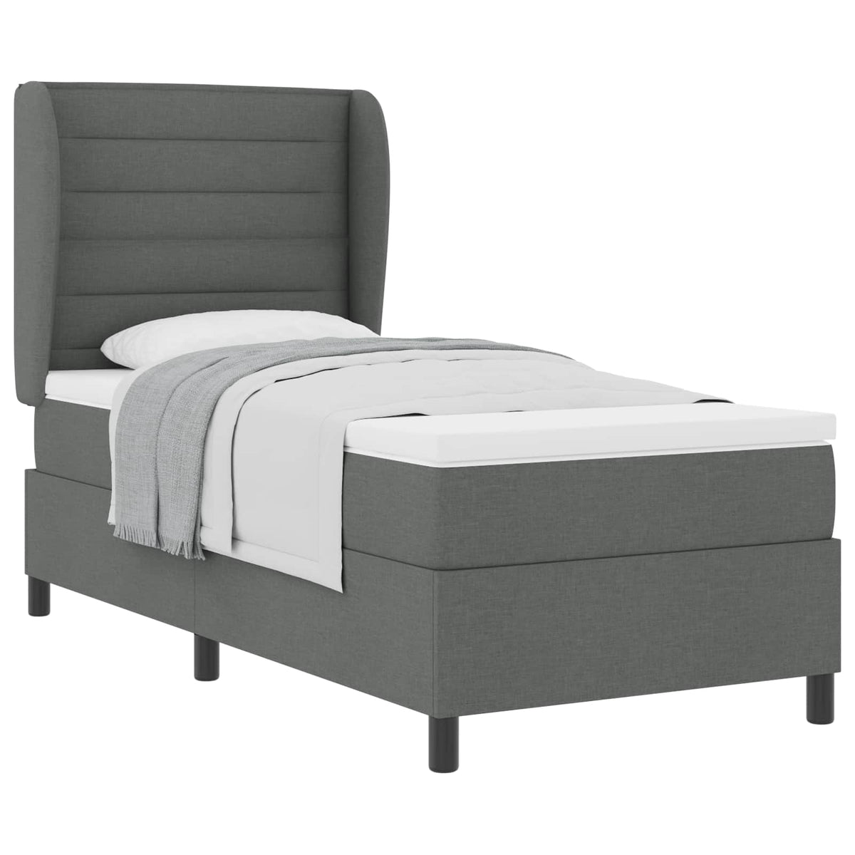 Box spring seng med madras Mørkegrå 90 x 200 cm Stof