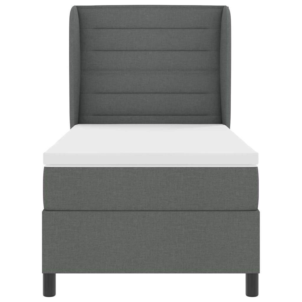 Box spring seng med madras Mørkegrå 90 x 200 cm Stof