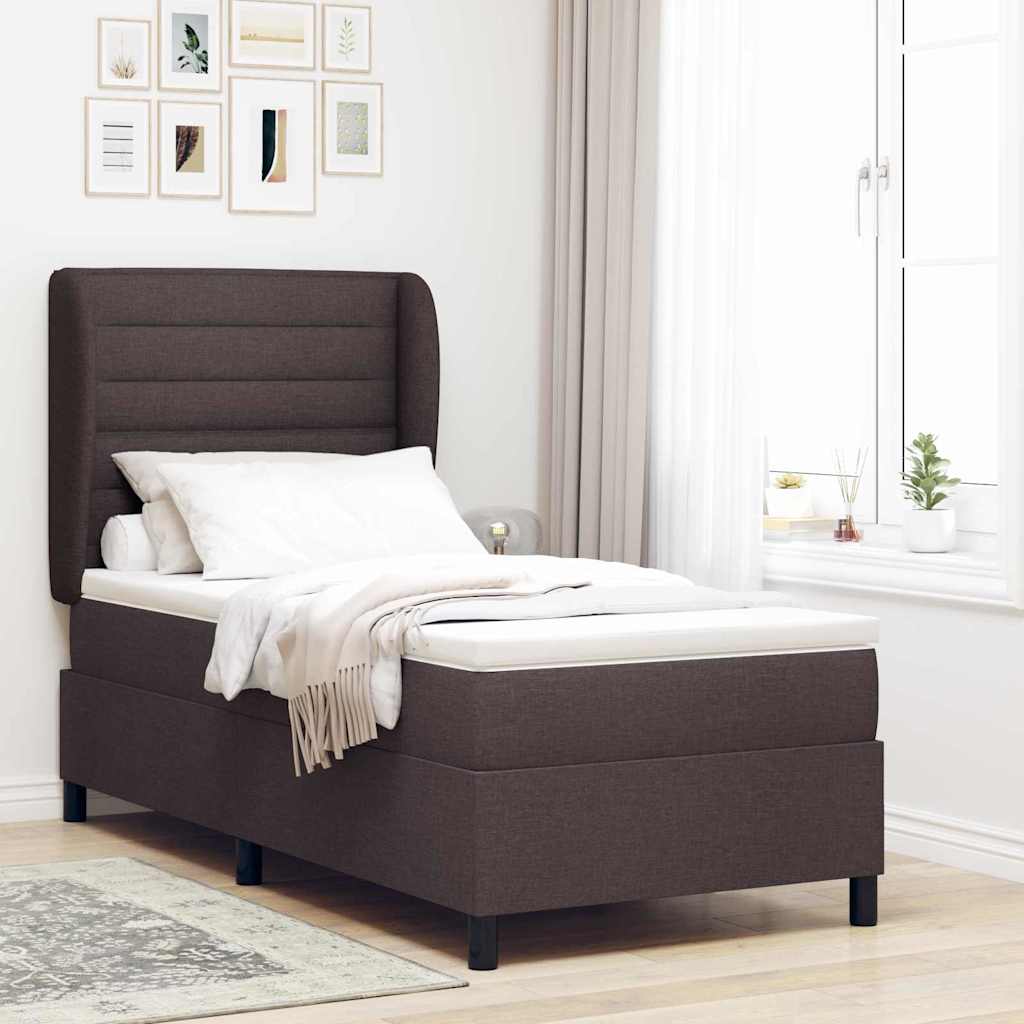 Box spring seng med madras Mørkebrun 90 x 200 cm Stof