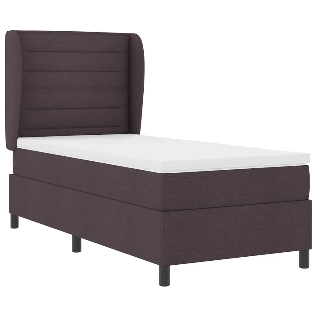 Box spring seng med madras Mørkebrun 90 x 200 cm Stof