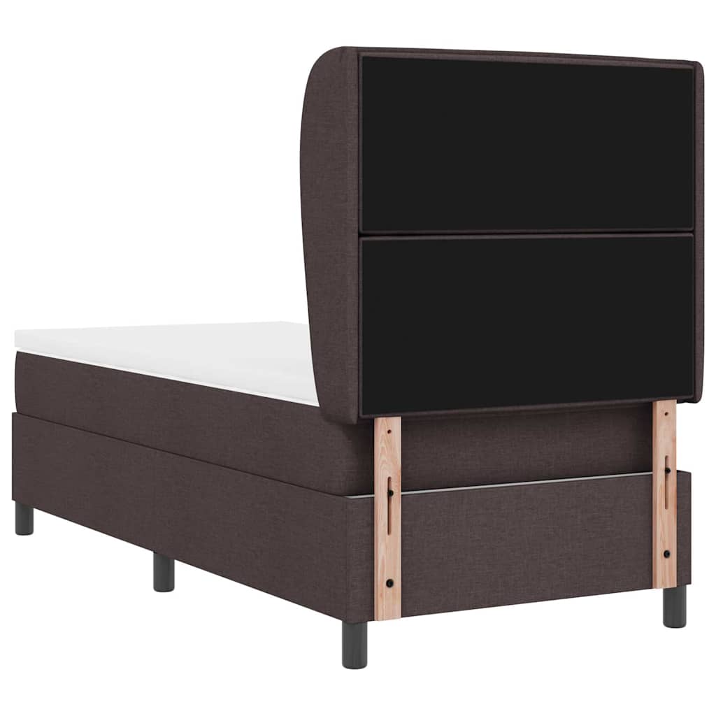 Box spring seng med madras Mørkebrun 90 x 200 cm Stof