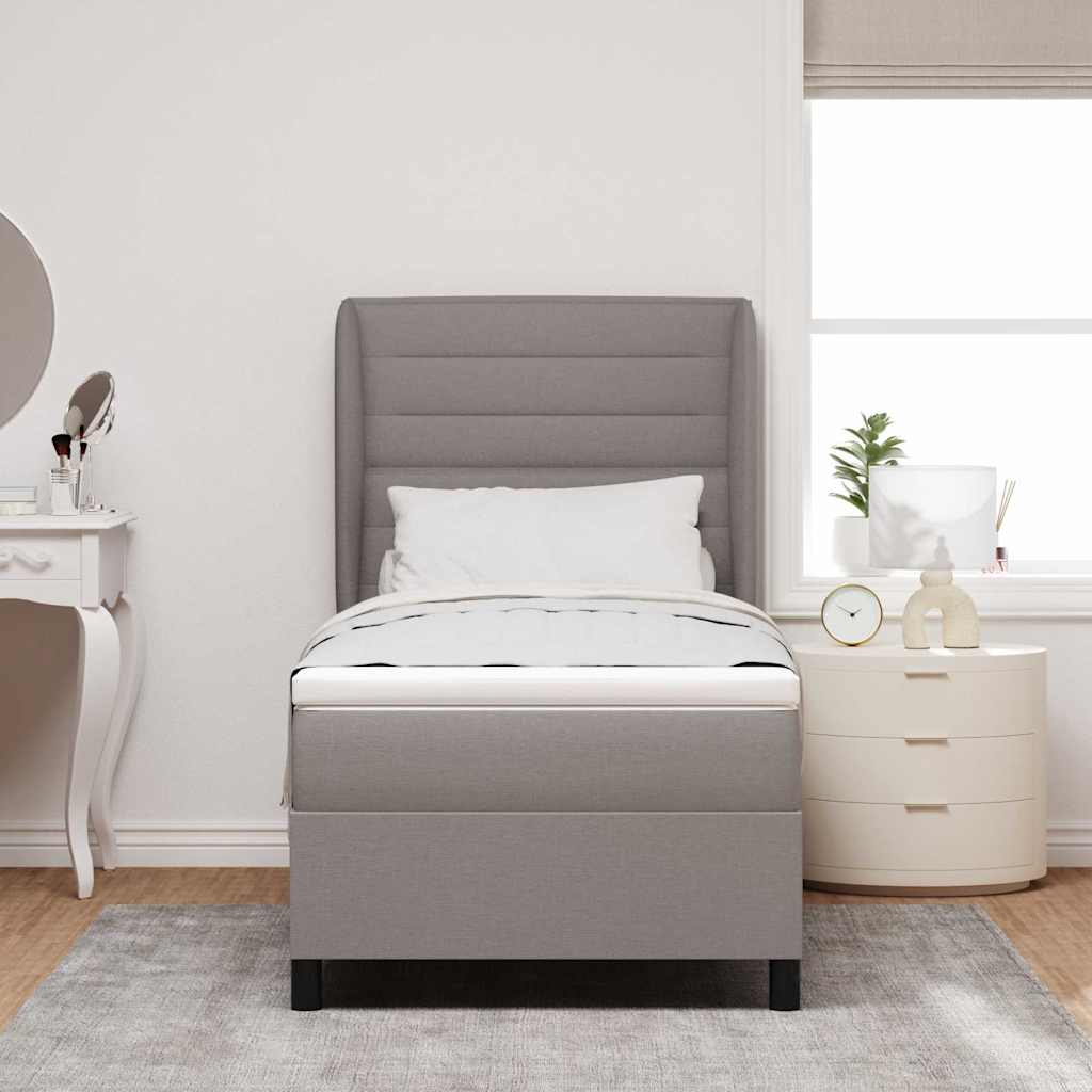 Box spring seng med hovedgærde Gråbrun 100 x 200 cm Stof