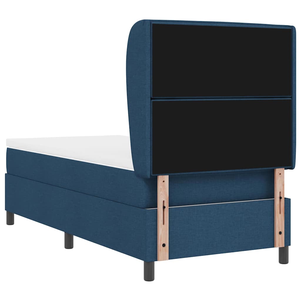 Box spring seng med madras med hovedgærde Blå 100 x 200 cm Stof