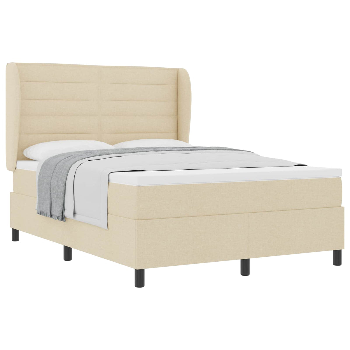 Box spring seng med madras Creme 140 x 190 cm Stof
