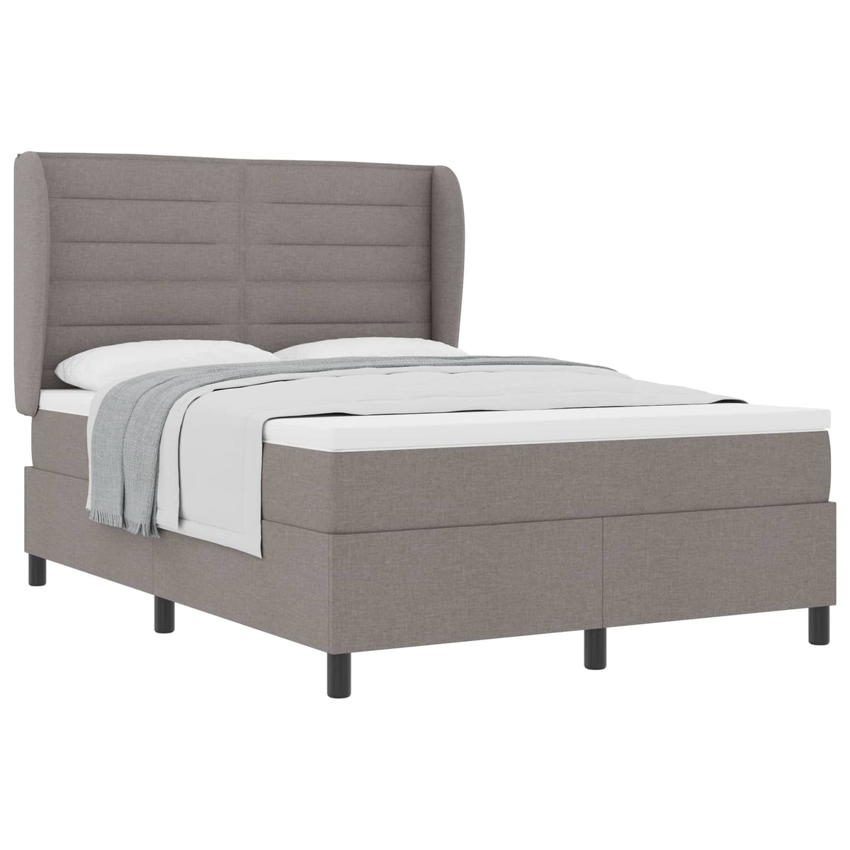 Box spring seng med hovedgærde Gråbrun 140 x 200 cm Stof
