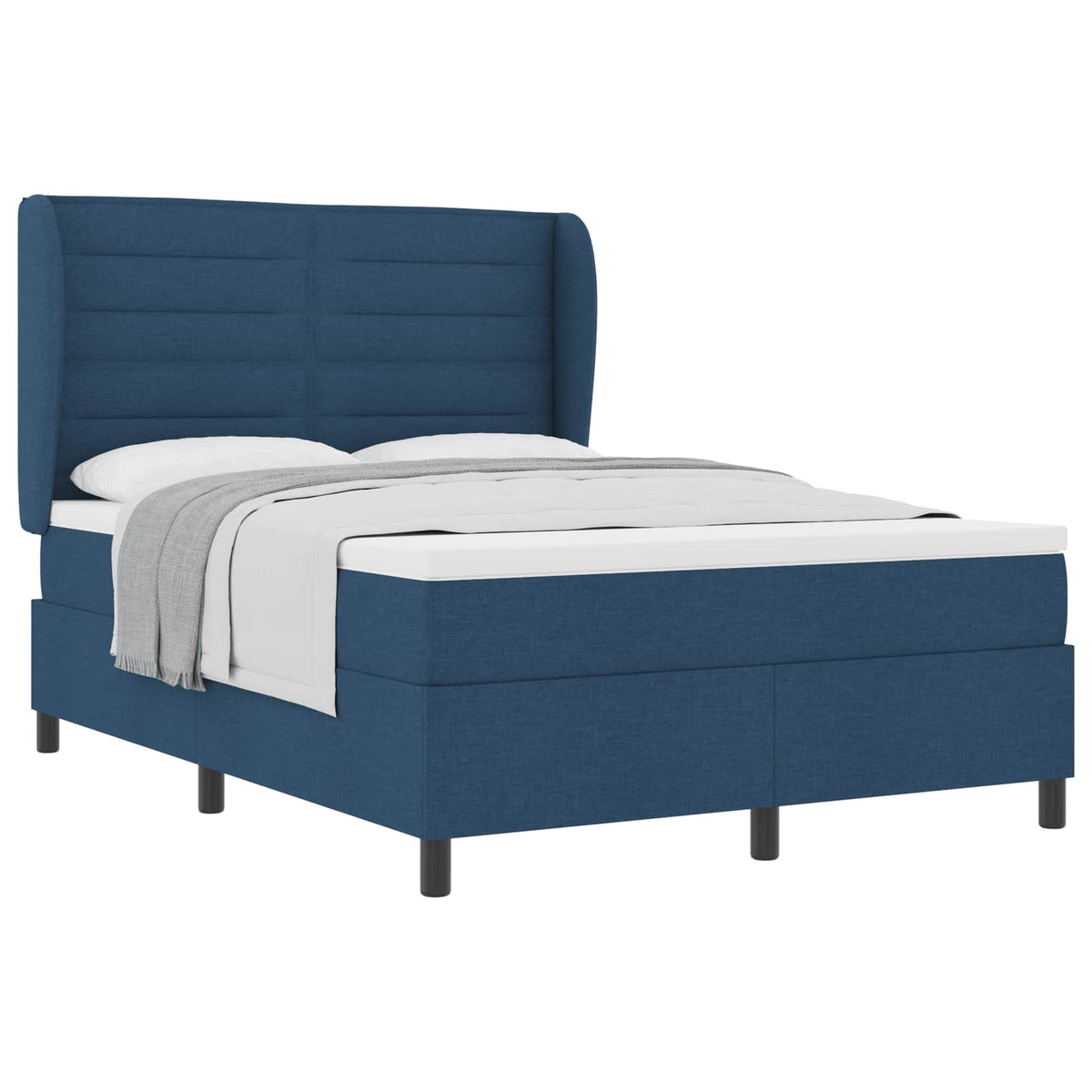 Box spring seng med madras med hovedgærde Blå 140 x 200 cm Stof