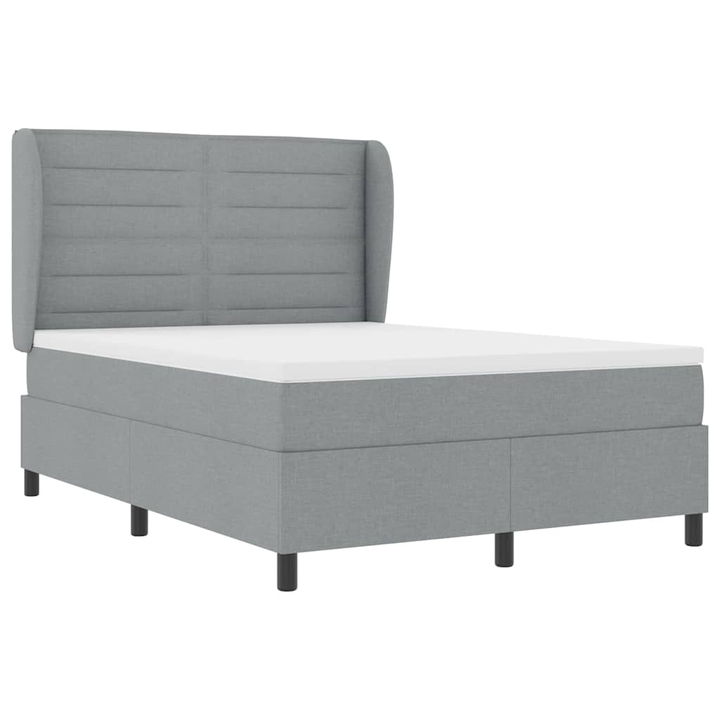 Box spring seng med madras Lysegrå 160 x 200 cm Stof