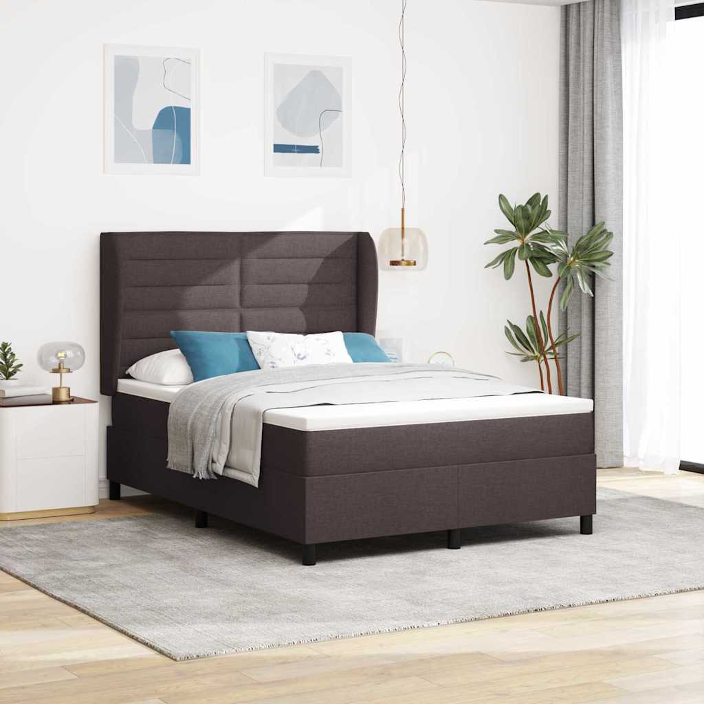 Box spring seng med madras Mørkebrun 160 x 200 cm Stof