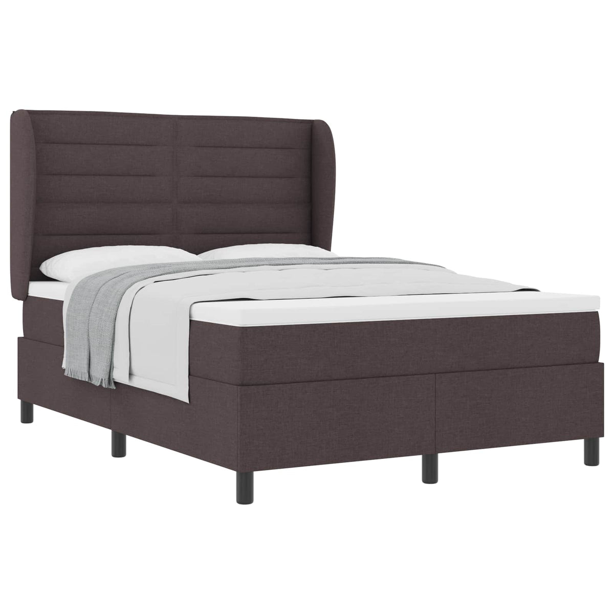 Box spring seng med madras Mørkebrun 160 x 200 cm Stof