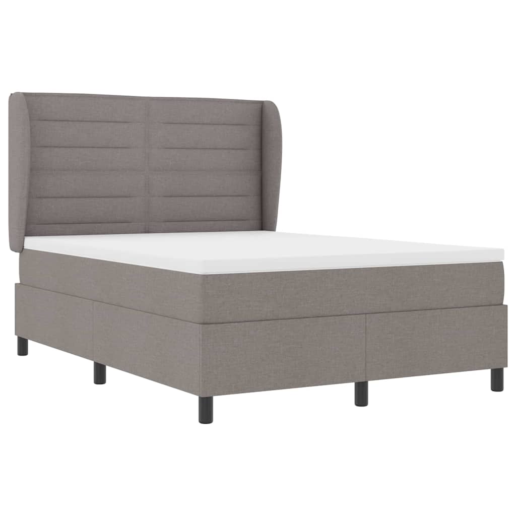 Box spring seng med hovedgærde Gråbrun 160 x 200 cm Stof