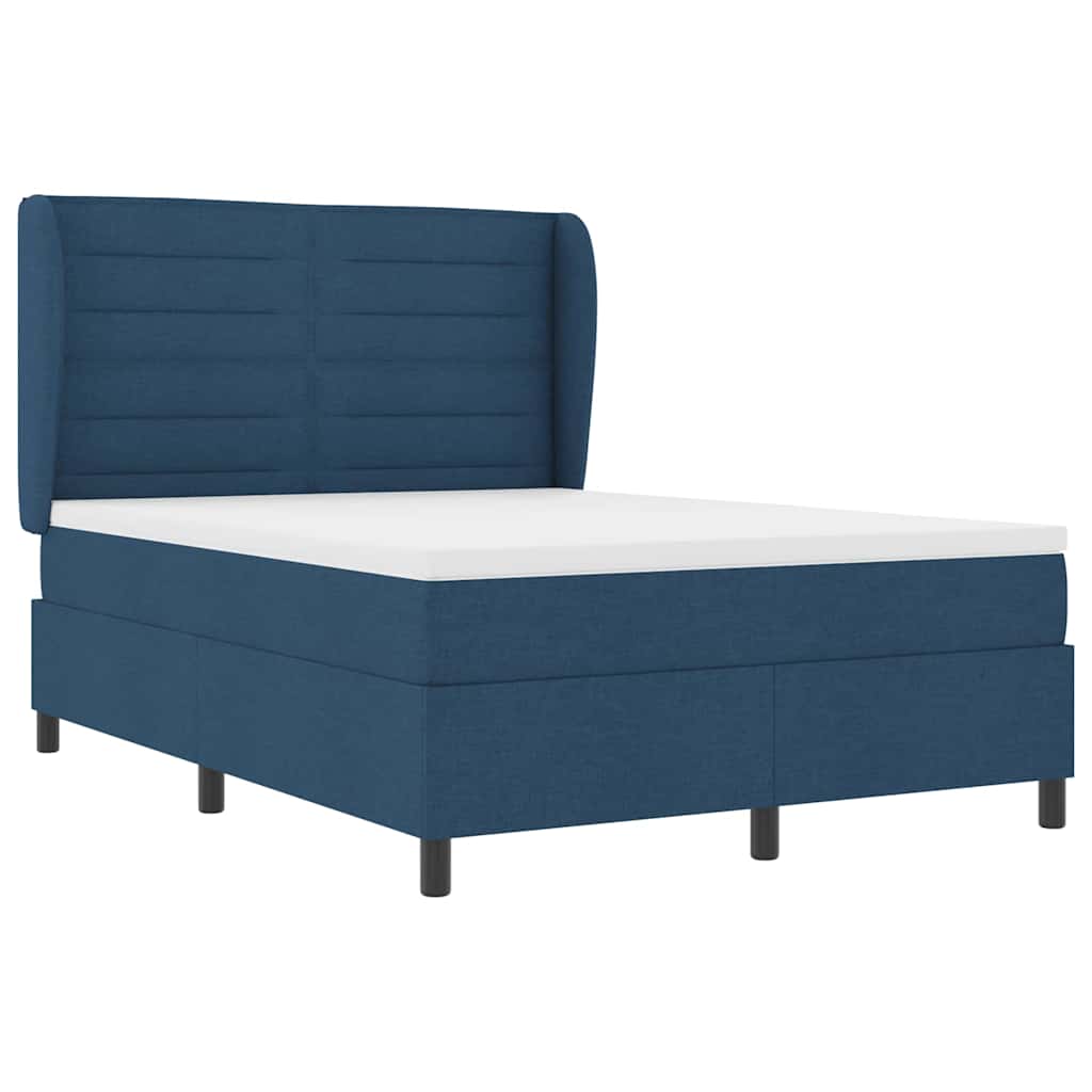 Box spring seng med madras med hovedgærde Blå 160 x 200 cm Stof
