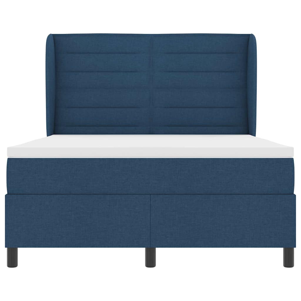 Box spring seng med madras med hovedgærde Blå 160 x 200 cm Stof