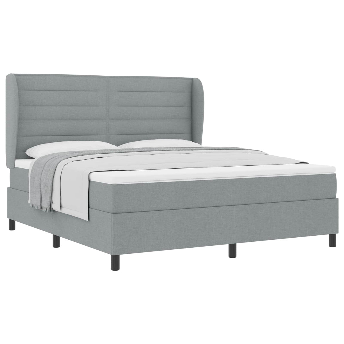 Box spring seng med madras Lysegrå 180 x 200 cm Stof