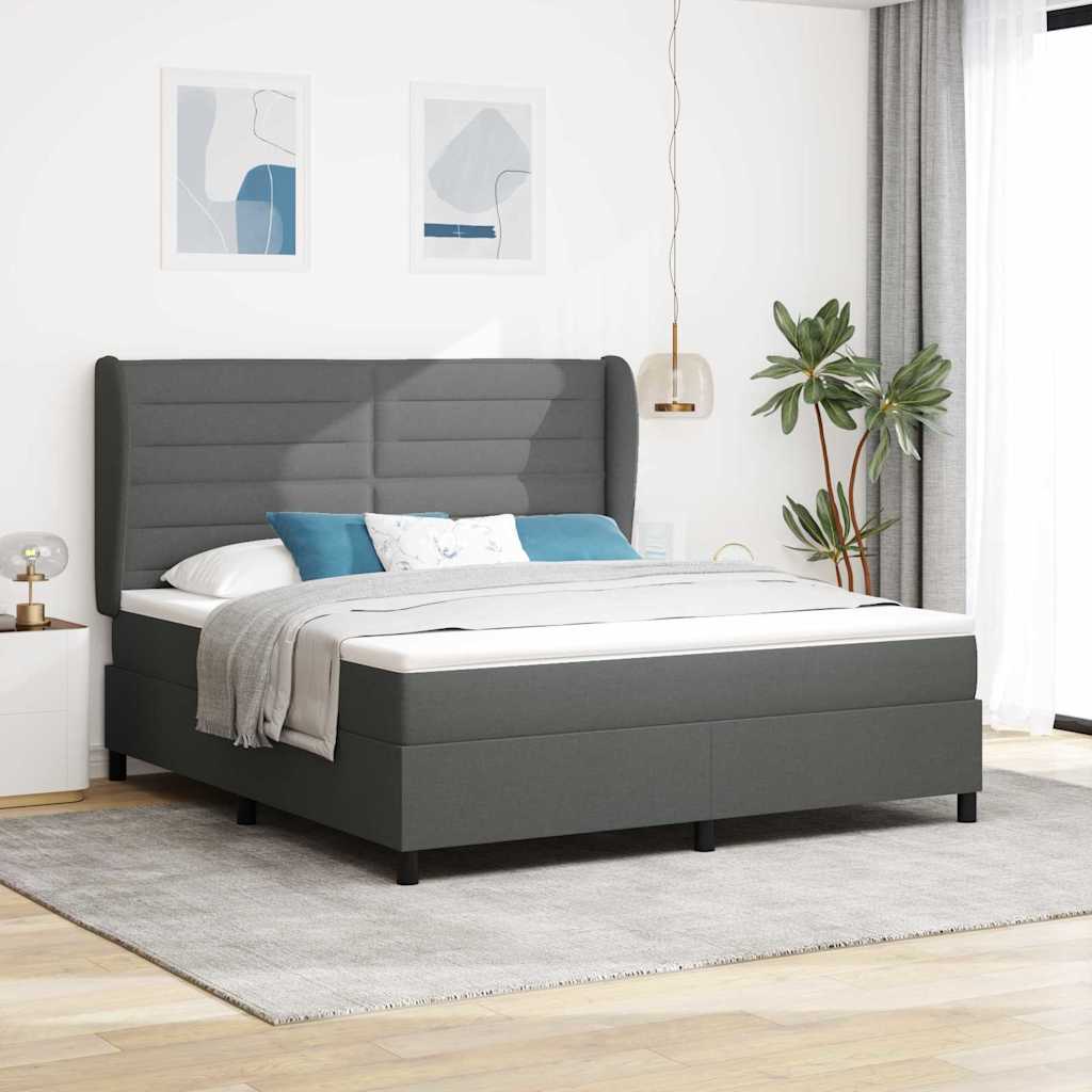 Box spring seng med madras Mørkegrå 180 x 200 cm Stof