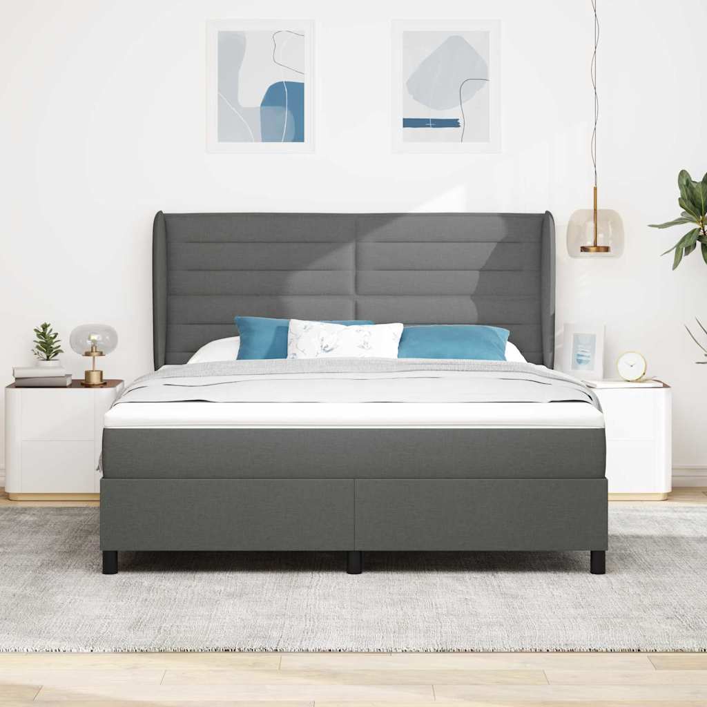 Box spring seng med madras Mørkegrå 180 x 200 cm Stof