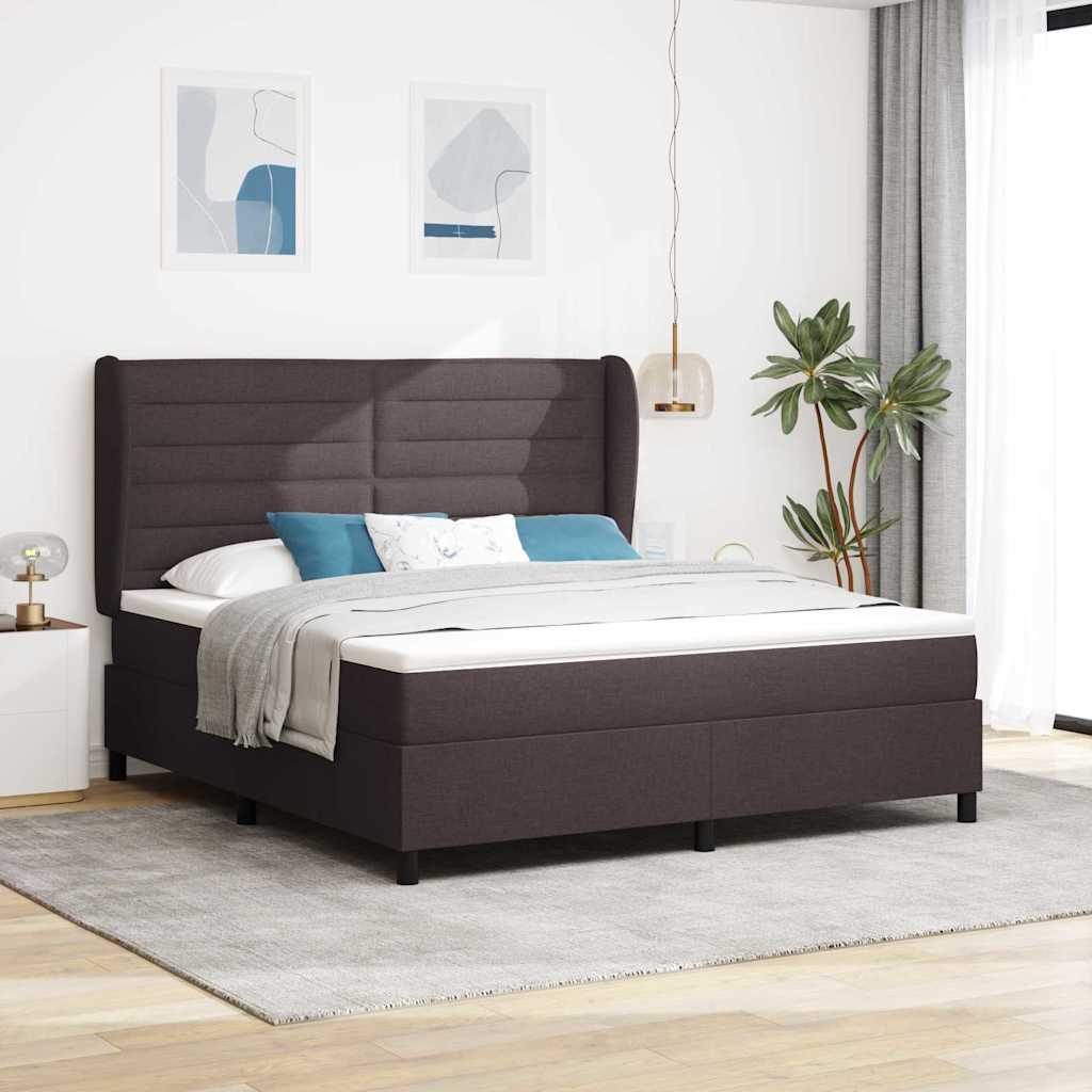 Box spring seng med madras Mørkebrun 180 x 200 cm Stof