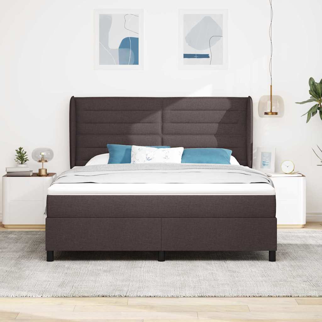 Box spring seng med madras Mørkebrun 180 x 200 cm Stof