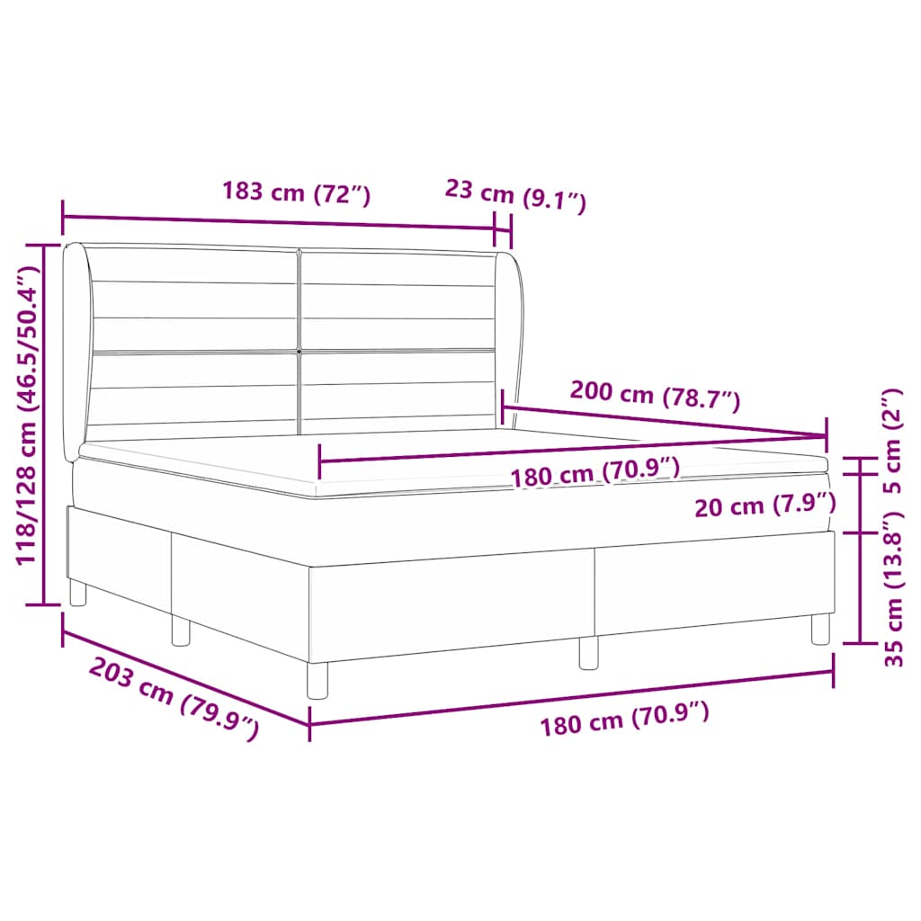 Box spring seng med madras Mørkebrun 180 x 200 cm Stof