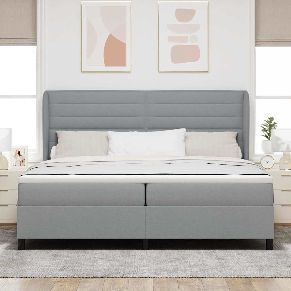 Box spring seng med madras Lysegrå 200 x 200 cm Stof