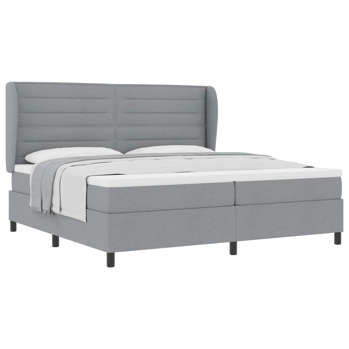 Box spring seng med madras Lysegrå 200 x 200 cm Stof