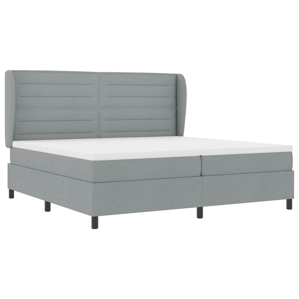 Box spring seng med madras Lysegrå 200 x 200 cm Stof