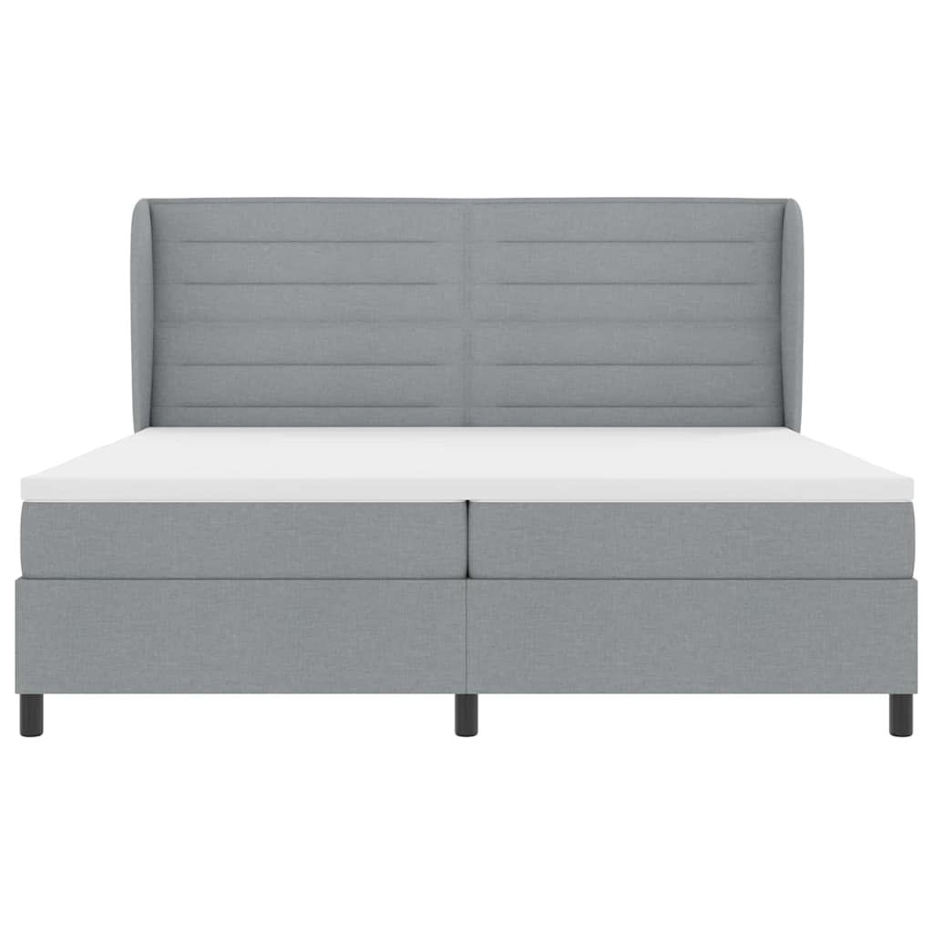 Box spring seng med madras Lysegrå 200 x 200 cm Stof