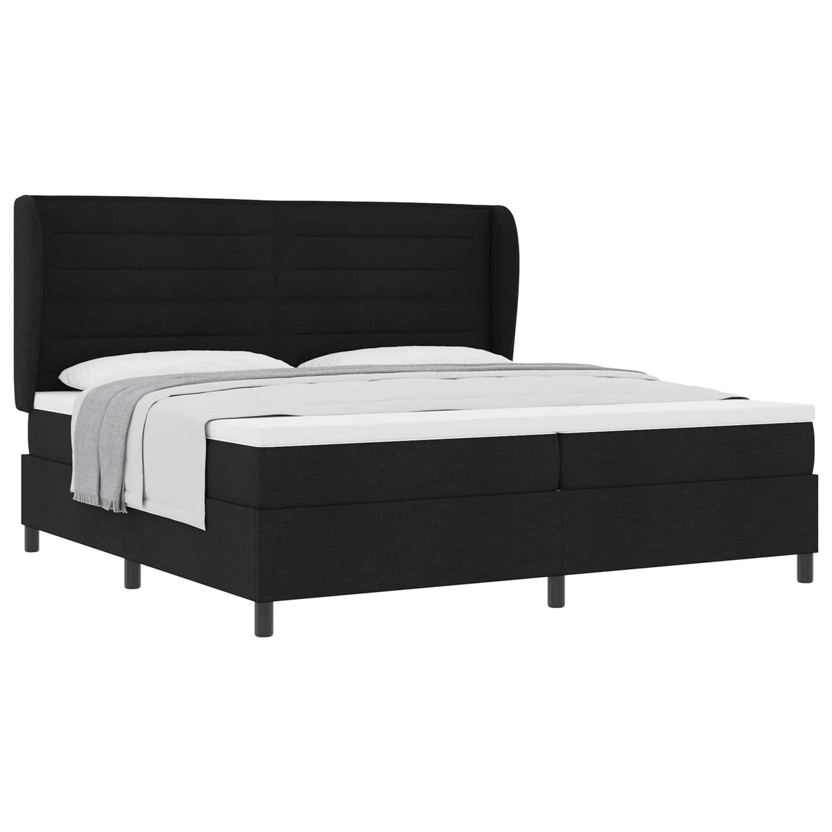 Box spring seng med madras Sort 200 x 200 cm Stof