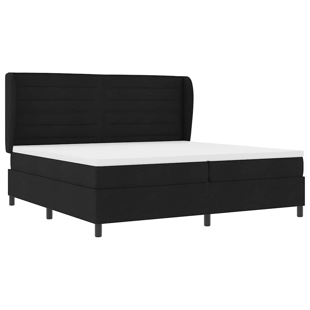 Box spring seng med madras Sort 200 x 200 cm Stof
