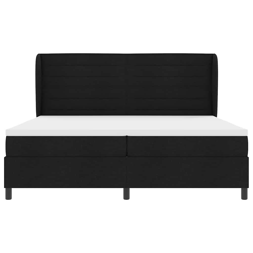 Box spring seng med madras Sort 200 x 200 cm Stof