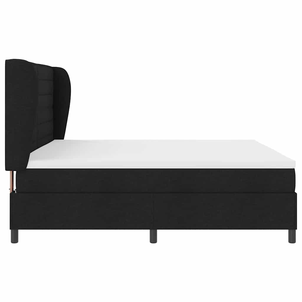 Box spring seng med madras Sort 200 x 200 cm Stof