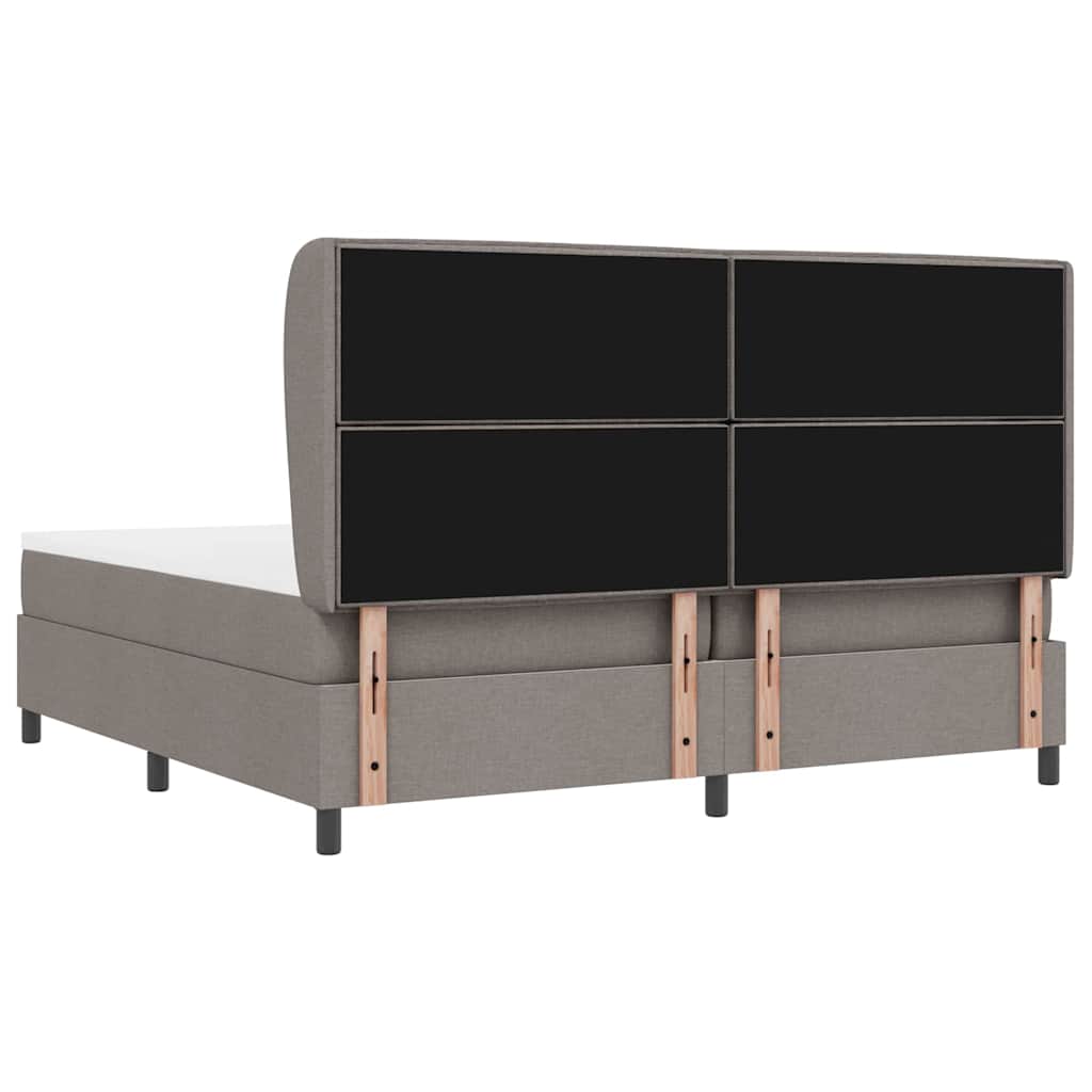 Box spring seng med hovedgærde Gråbrun 200 x 200 cm Stof