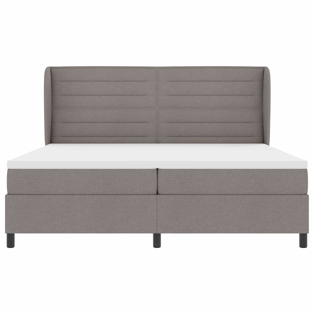 Box spring seng med hovedgærde Gråbrun 200 x 200 cm Stof