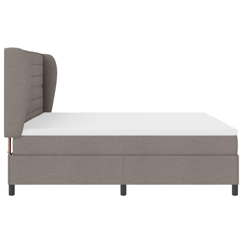 Box spring seng med hovedgærde Gråbrun 200 x 200 cm Stof