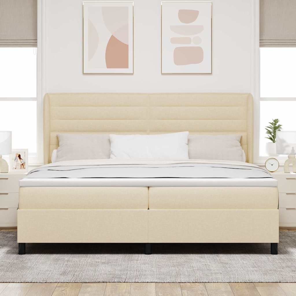 Box spring seng med madras Creme 200 x 200 cm Stof