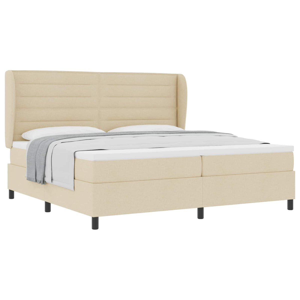 Box spring seng med madras Creme 200 x 200 cm Stof